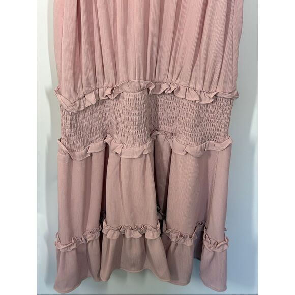 In the beginning Los Angeles pink chiffon tiered dress size Small - Picture 7 of 9